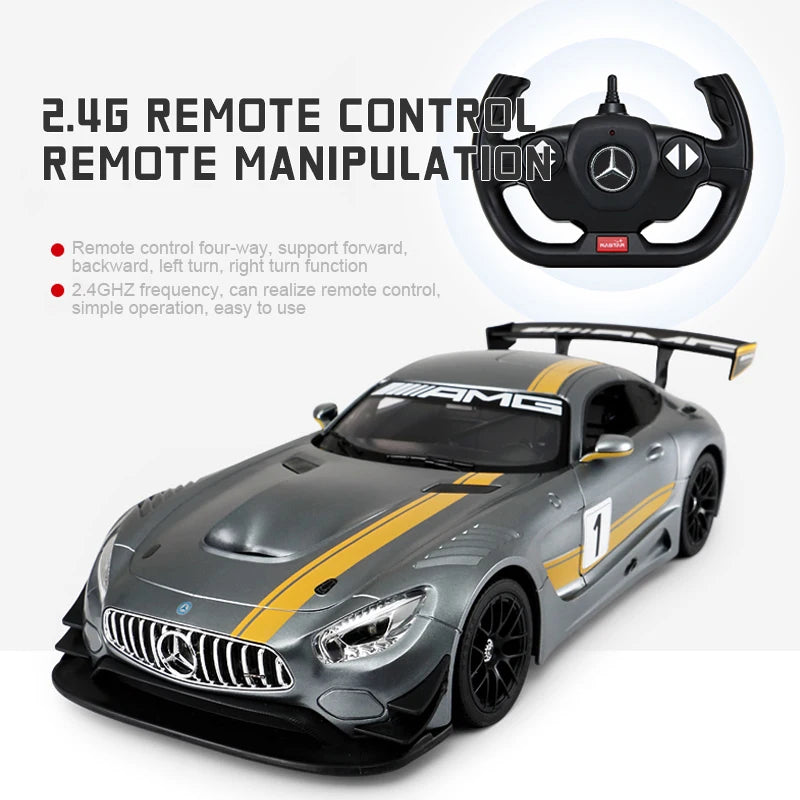 1:14 Mercedes-Benz AMG GT3 4 Channels RC Car with Led Light 2.4G Drift Remote Control Car Sports Car Model Boys Toy for Children