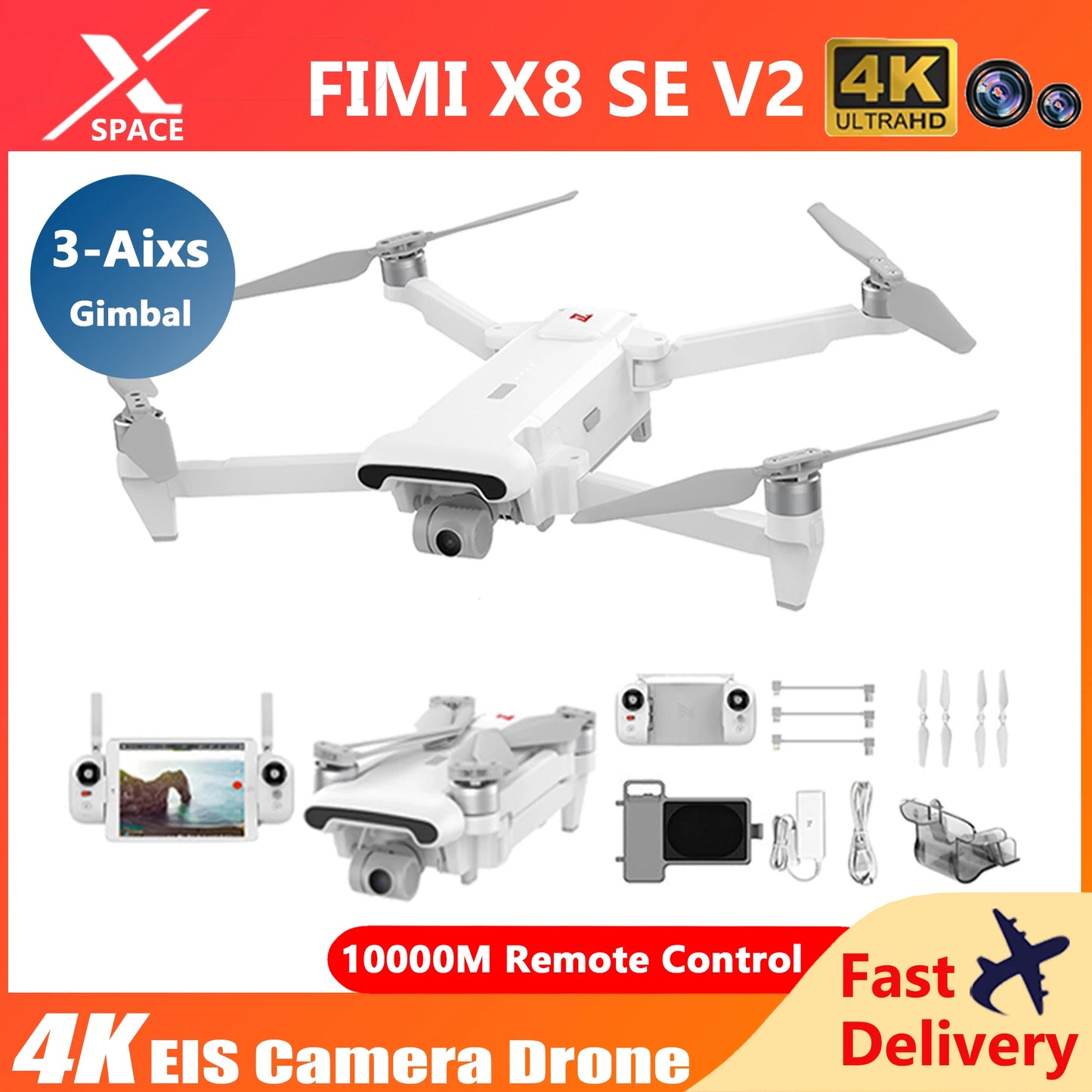 2023 Drone FIMI X8 SE V2 4K EIS Camera Professional 10km RC FPV 3-Axis Gimbal GPS WIFI Elicottero Quadcopter Dron UAV Kids Toy