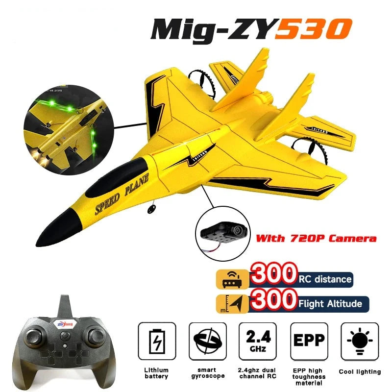 RC Plane ZY530 2.4G With LED Lights Aircraft Remote Control Flying Model Glider EPP Foam Toys Airplane For Children Gifts