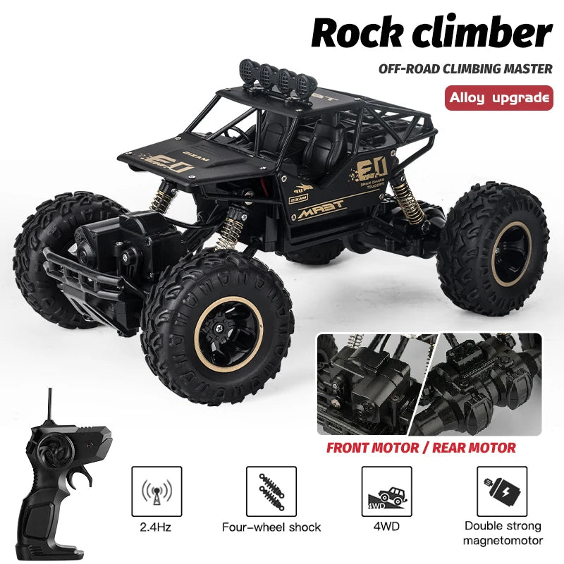 4WD 1:16 RC Car Rock Crawler With Led Lights Radio Remote Control Cars Buggy Off-Road Control Trucks for Boys VS Wltoys Toys