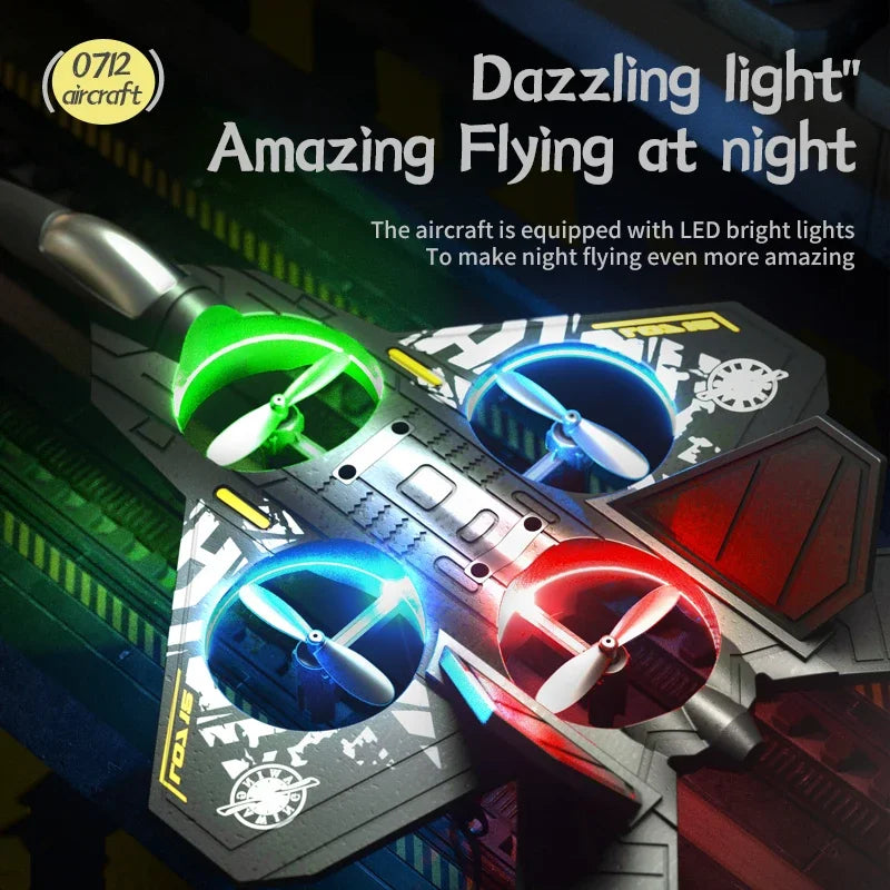 RC Plane 2.4G Remote Control Plane Six Axis Gyroscope System Led Rollover 360° Hover/Roll/Circle EPP FOUR-MOTOR Drone Toys Gifts