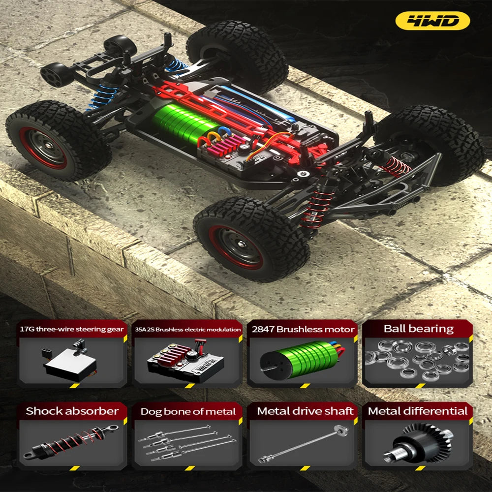 Q130 1:14 70KM/H 4WD RC Car With Light Brushless Motor Remote Control Cars High Speed Drift Monster Truck Toys for Adults Kids