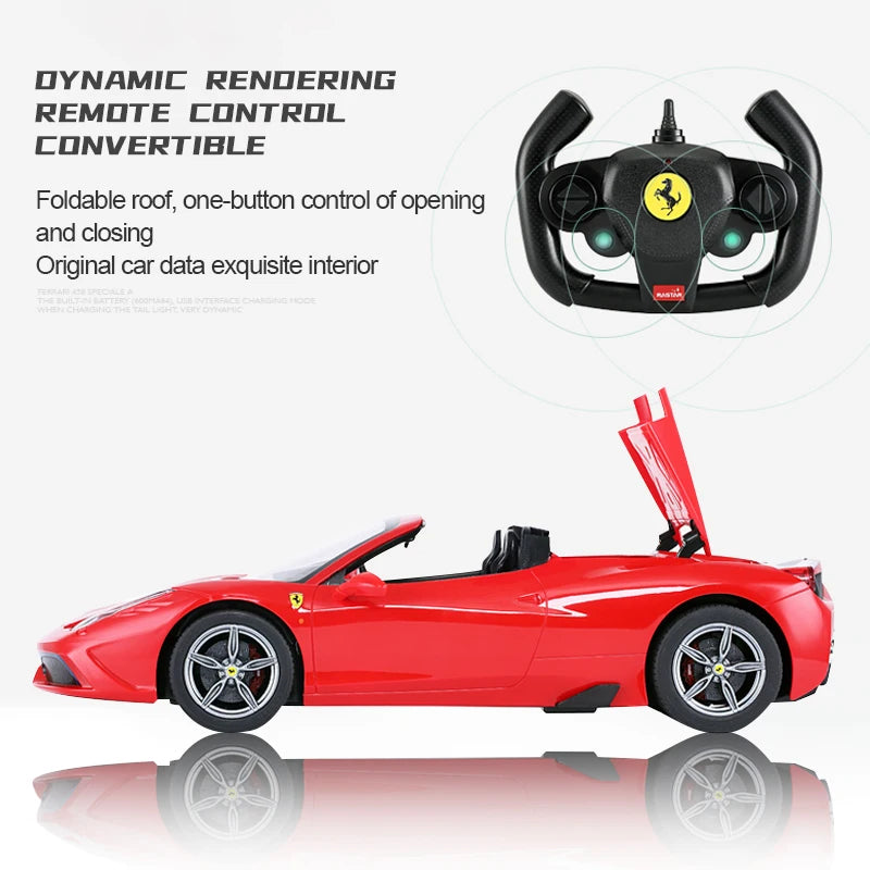 1:14 Ferrari 458 Speciale A RC Car Model Remote Control Convertible Speed Drift Racing Rechargeable Car Toy Collection Kids Gift