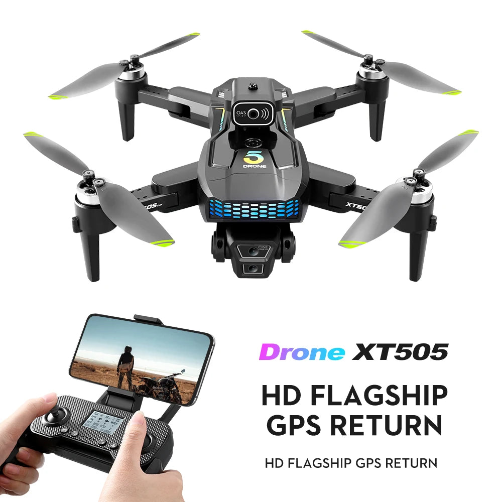 Xt505 Rc Drone with 4K Camera Folding Aerial Brushless Remote Contro Quadcopter Optical Flow Brushless Radio-Control Airplane