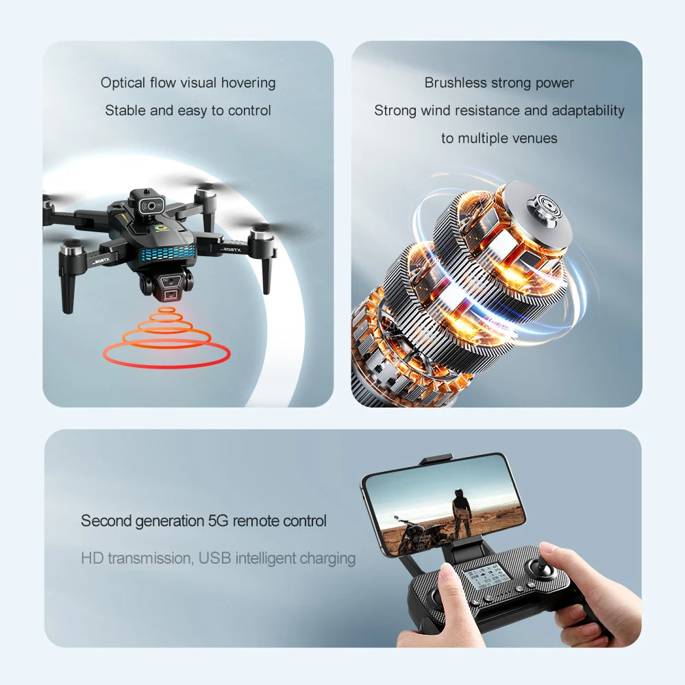 Xt505 Rc Drone with 4K Camera Folding Aerial Brushless Remote Contro Quadcopter Optical Flow Brushless Radio-Control Airplane