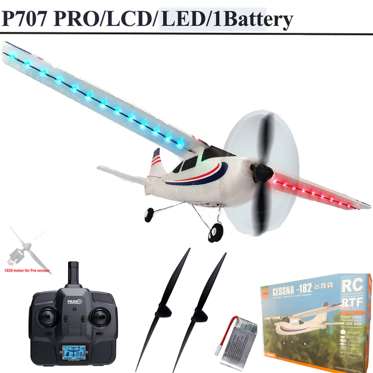 RC Airplane PRO LCD Version 2.4G 3D/6G With Gyro 3Ch Fixed Wing Plane Outdoor Toys Drone RTF CESSNA 182 Glider