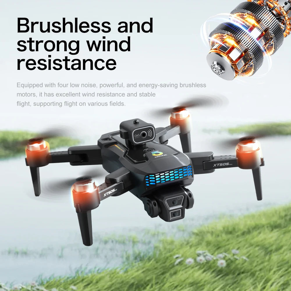 Xt505 Rc Drone with 4K Camera Folding Aerial Brushless Remote Contro Quadcopter Optical Flow Brushless Radio-Control Airplane