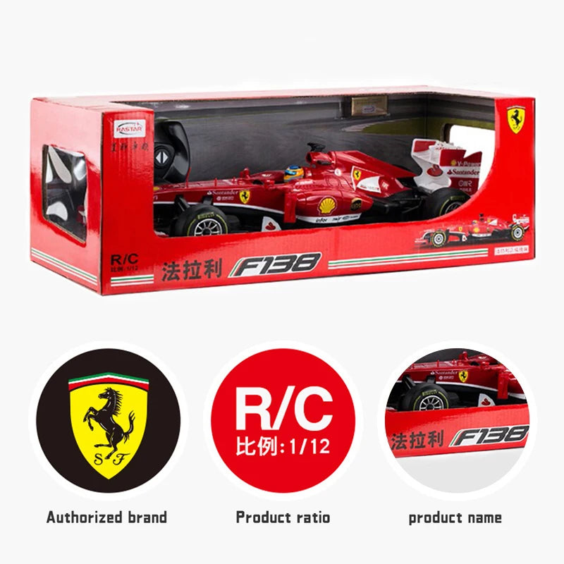 Authorized RC F1 Car 1/12 Ferrari F138 #3 Driver Helmet Team Formula Drift Racing Simulation Cars Model Children Collection Toy