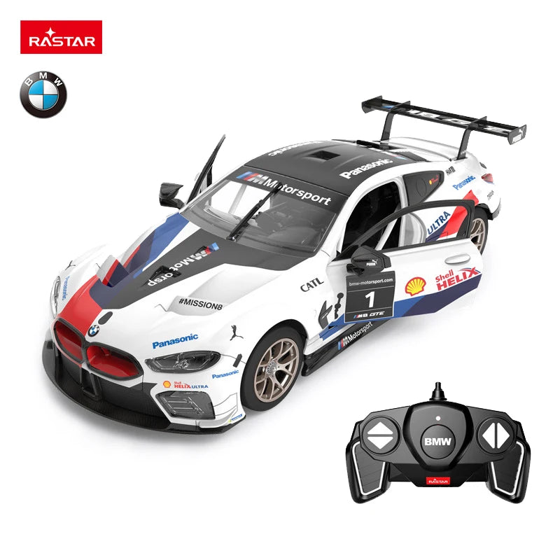 1:18 BMW M8 GTE RC Car Assembling Model Luxury Sports Racing Collection Gift Toy for Boy Can Open Door Cars Light Remote Control