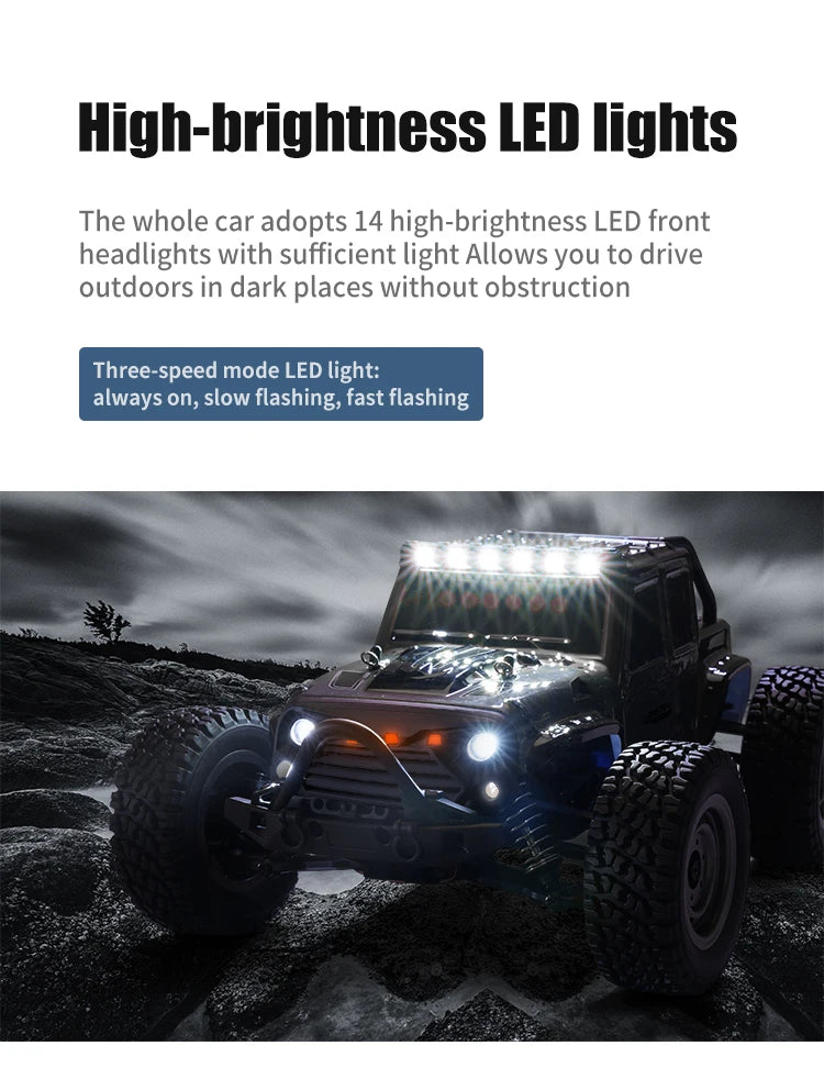 50KM/H RC Car With LED Lights 2.4G Radio Remote Control Cars Buggy Off-Road Control Trucks Boys Toy for Children VS WLtoy 144001